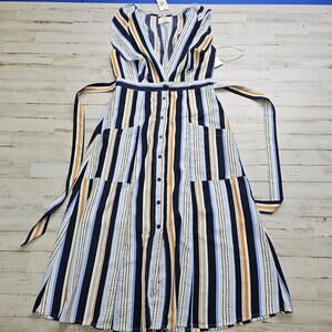 Lost + Wander Claudia Multicolor Striped Belted Maxi Dress Size MED NEW w/ Tags